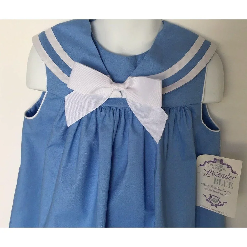 Girls Dress Size 2T Lavender Blue Boutique Cotton Blend Church Party Bow Gift - Picture 3 of 6